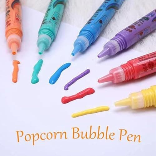 3D Bubble Penna, 6 st Puffys Paint Popcorns Pennset för barn