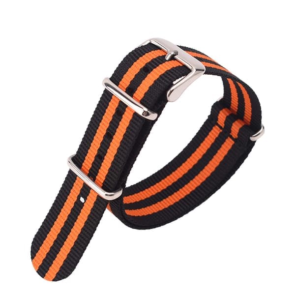 Kvalitetsarmbånd i nylon sort orange - Stålknap 20 mm remværktøj