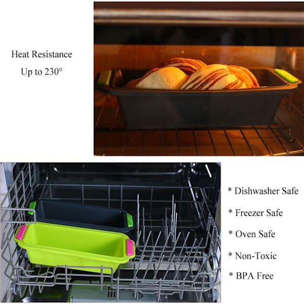 2 brødformer, non-stick-effekt, miljøvennlig silikonbakeform