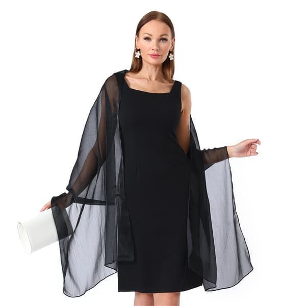 Chiffon Elegant Stola Sjal til Kjole i Forskellige Farver, Sort black