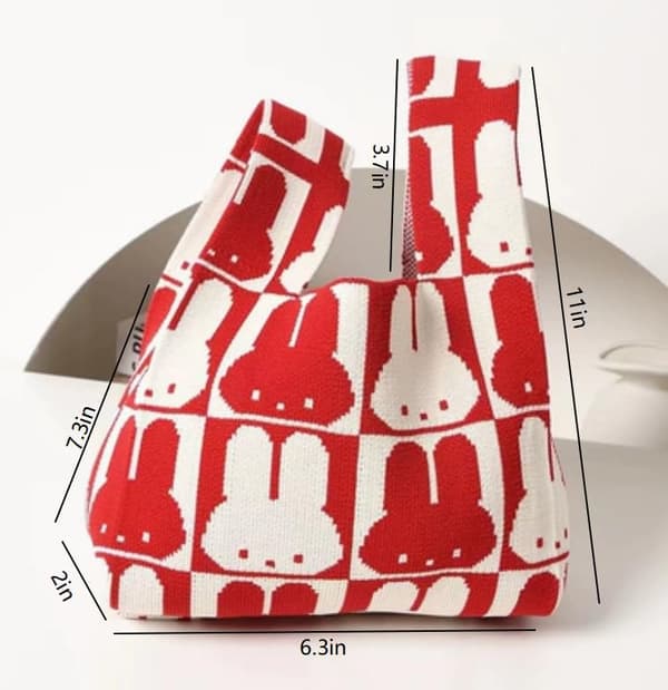 Randig stickad handledsväska mini dam vardagsresor blixtlåsficka handväska Off-white