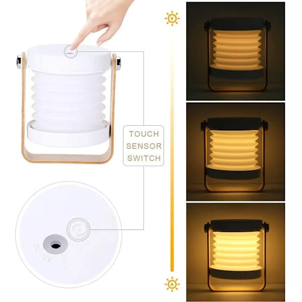 LED natlampe til sengebord, retro touch, justerbar, foldbar