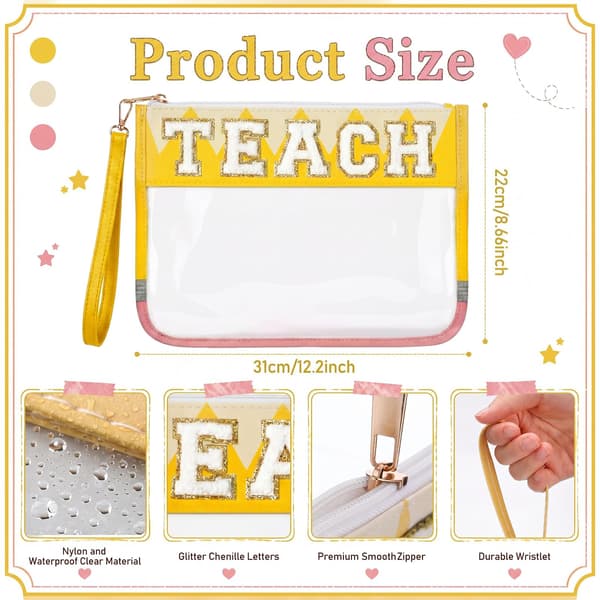 TEACH Chenille bogstav makeuptaske, takkegave, blyant Pencil