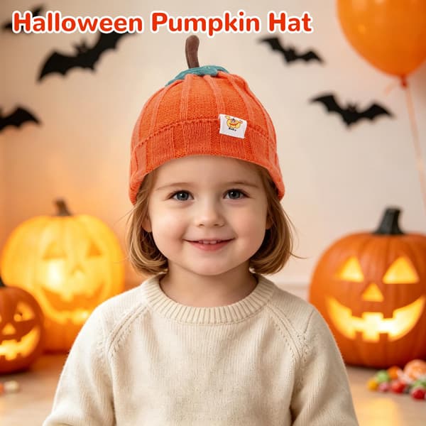 Mikovivi Baby Pumpamössa, Stickad Halloween Pumpamössa (Orange)