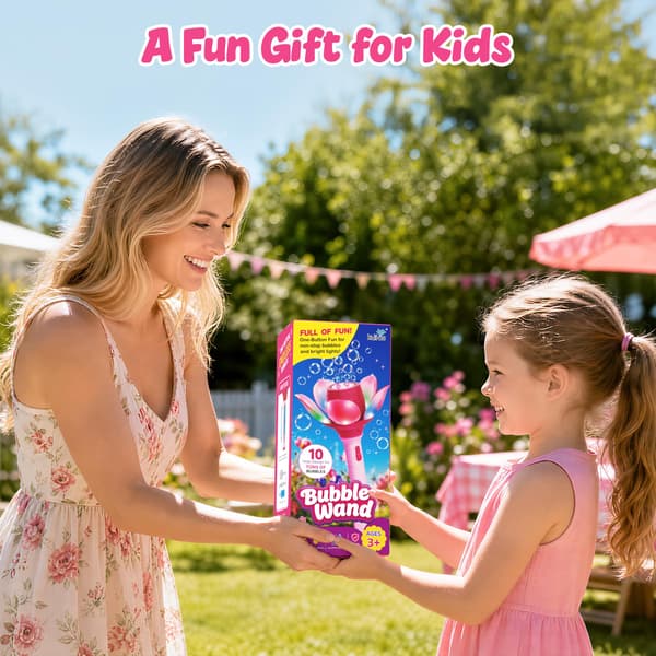 Kiditos bubbelstav för barn, blommig bubbelmaskin med LED-lampor