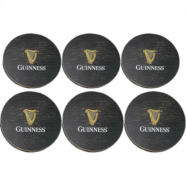 Guinness Øl Træunderlagssæt med Holder - 6-pak