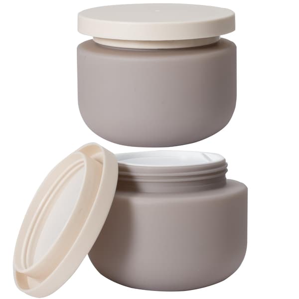 Qeuly Plastburkar med lock 250 ml 2 st Bred mun Lotionbehållare Grå Grey