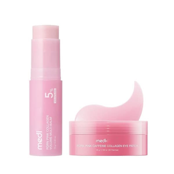 Medicube PDRN Pink Collagen Kit: 60 koffeinögonplåster och 10 g Volym Multi Balm Moisturizer