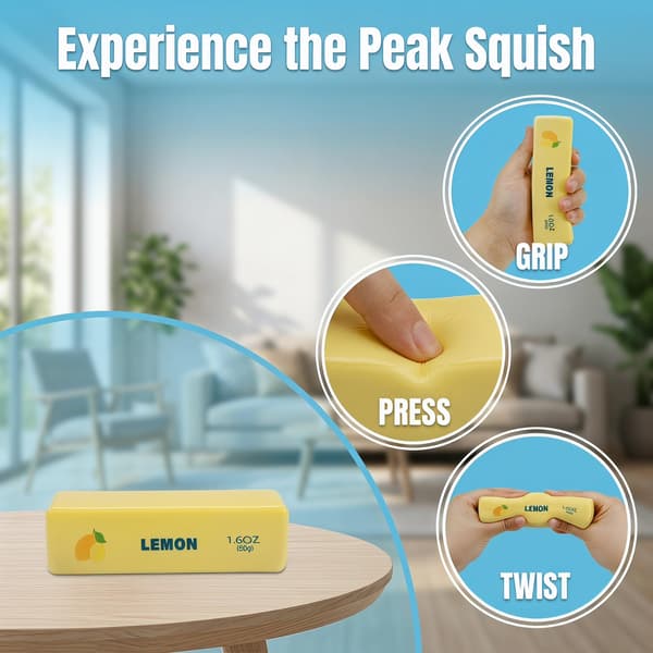 Smør Squishy-myk PU-skum sakte stigende stressavlastningsleke, 1 stk Lemon Pattern