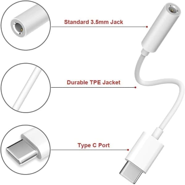 2x sovitin USB-C - 3,5 mm valkoinen valkoinen yksi koko