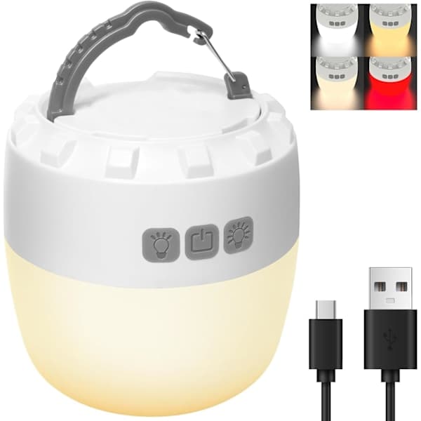 LED Camping Lantern Oppladbar 3200mAh, Campinglamper med 4 Moduser