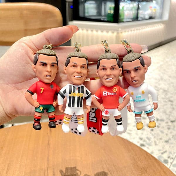 Fodbold Ronaldo Spillerfigur Fodboldstjerne Nøglering Taske Vedhæng BB B