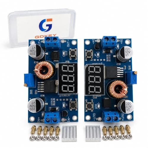 2 st 5A 75W DC-DC Step Down Buck Converter XL4015 Modul | Justerbar Spänningsregulator med LED Voltmeter Display Två Knappar