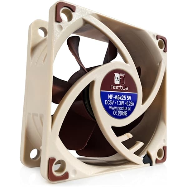 NF-A6x25 5V, Premium Støjsvag Blæser, 3-Pin, 5V Version (60mm, Brun)