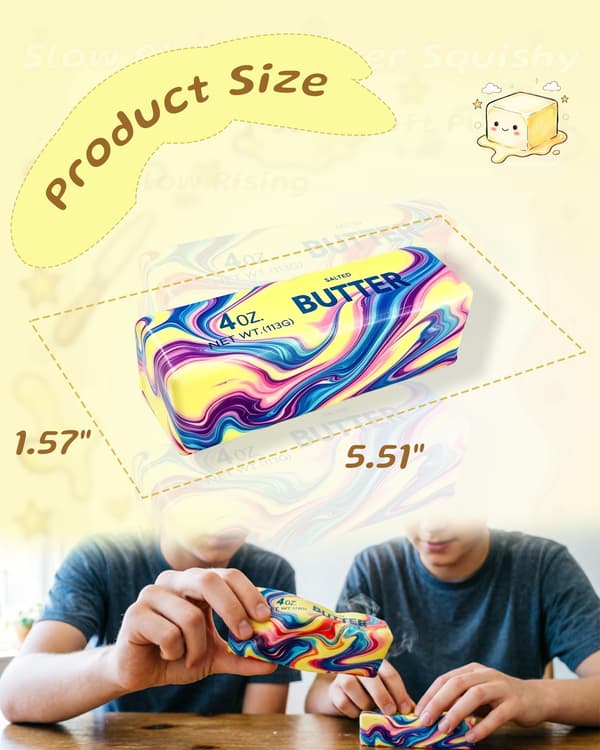 Smør Squishy Langsomt Stigende Fidget Legetøj, 2 Stk Smør Klemmelegetøj