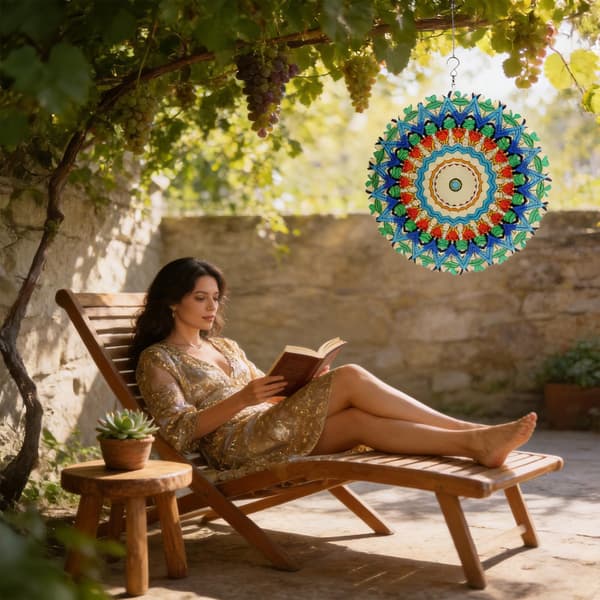 Vindspinner 12 tommer 3D Udendørs Havedekoration Mandala Påfugl Mandala Peacock