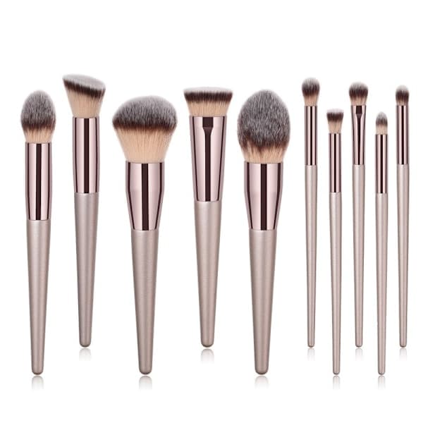 10 stk Professionelle makeupbørster, Makeupsæt - Rosé