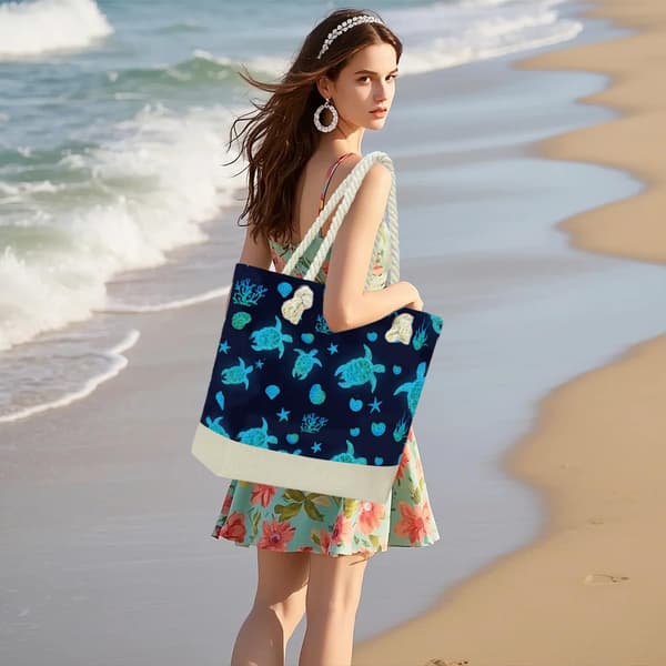 Fokongna strandväskor vattentät sandtät tygväska resväskor för kvinnor 1267-1297 Turtle