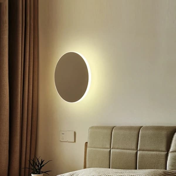 Rund LED-vägglampa med modern touch-strömbrytare för vardagsrum, sovrum och inredning