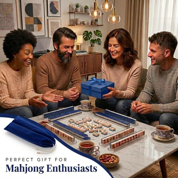 HeyLzhfc Mahjong-stativveske for 4 stativer og pushere, dobbeltrom (blå) Blue