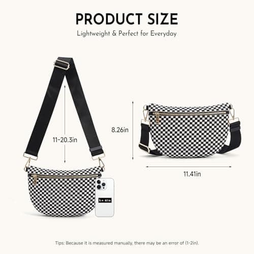 Vævede Crossbody Tasker til Kvinder Ternede Bæltetasker Dame Taljetaske Sling Pung med Bred Rem til Rejser Olive Grid