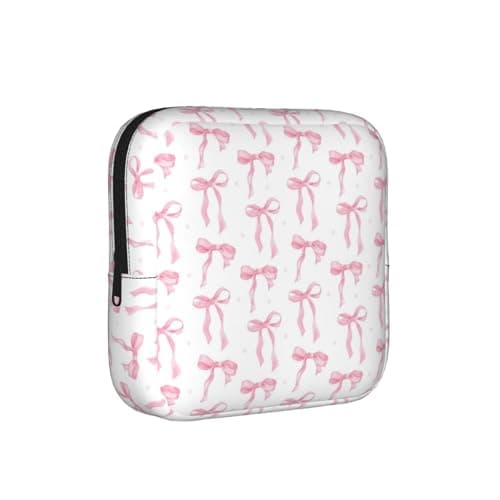 Pink sløjfe bånd sløjfer periode taske til kvinder, bærbar hygiejnebind periode pose til pung, små make up tasker Pink Bow