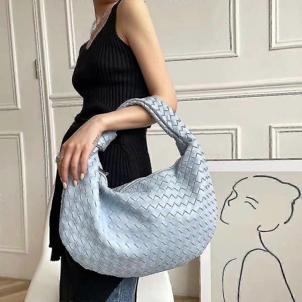 Modeväska, Lyxig Axelväska i Läder large L blue L