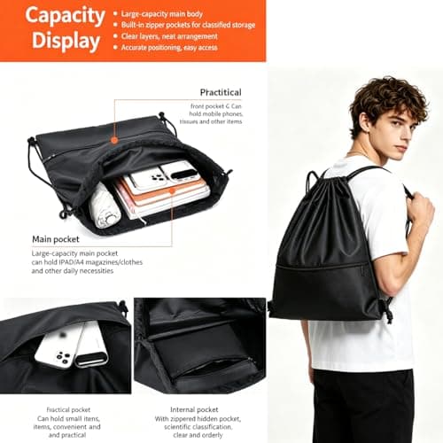 Ryggsäck med dragsko Sport Gym Sackpack-Stor (Grå) Grey