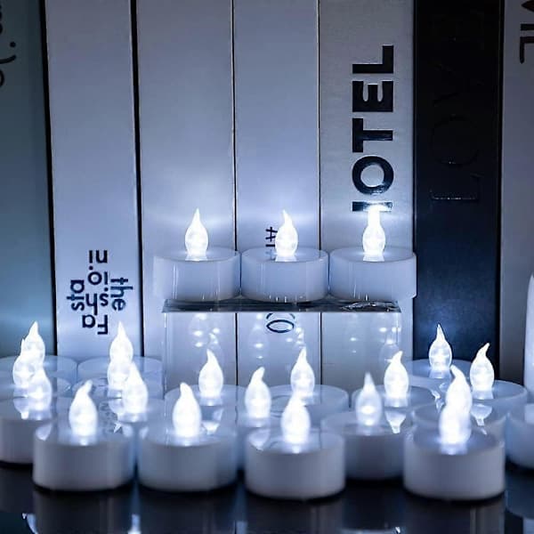 24-pack realistiska LED-värmeljus - kallvitt, batteridrivna