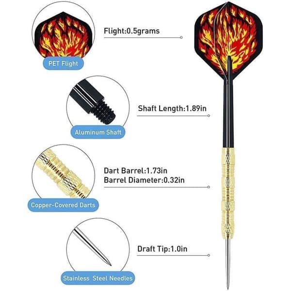 Stålspets pilar set professionella pilar 18 delar 18 gram mässingspipa pilset