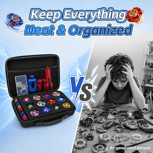 Opbevaringskasse til snurretoppe, 12 rum EVA-organizer, sort Black 12 Slots