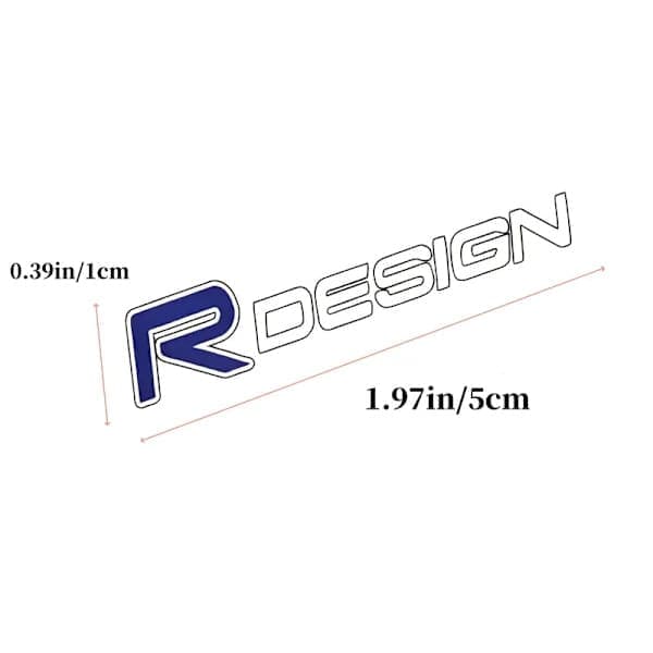 Emblem R - Design 1x5cm R Blå + DESIGN Vita Bokstäver 2-pack för Volvo