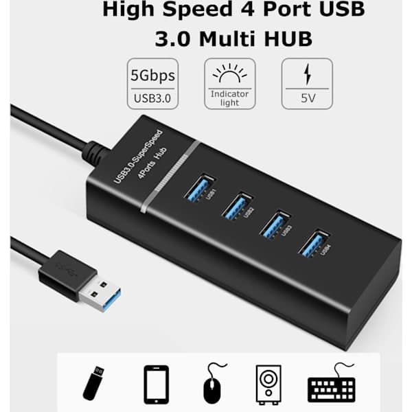 Nopea 4-porttinen USB 3.0 Multi HUB -jakaja