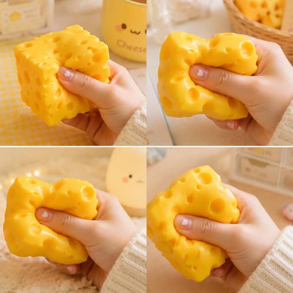 Ost Squishy Mat Squishy Stressavlastande Fidget Leksak Stressavlastande Original Sensoriska Stressbollar Presenter för Vuxna Barn Vänner (Gul-2-pack) Yellow-2pack