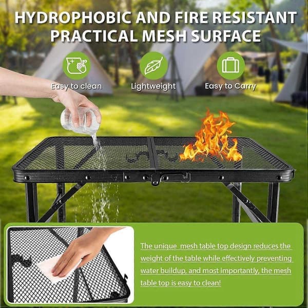 Sammenfoldeligt Grillbord, Aluminium, til Udendørs Camping BBQ - WELLNGS