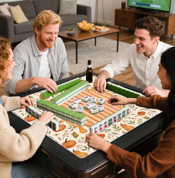 Oransje høst lønneblad gresskar høst Mahjong-matte 80 x 80 cm Orange Ginkgo Leaf