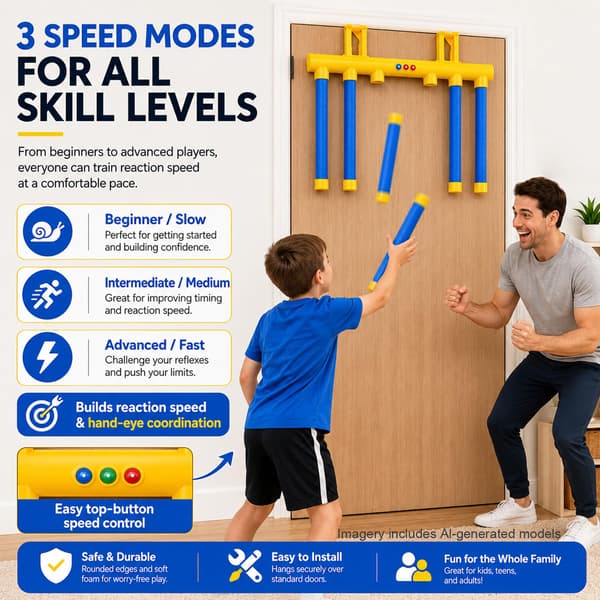 Oppgradert Reflex Drop Sticks Utfordringsspill Over-dør-brakettversjon Blue(Without Remote Control)
