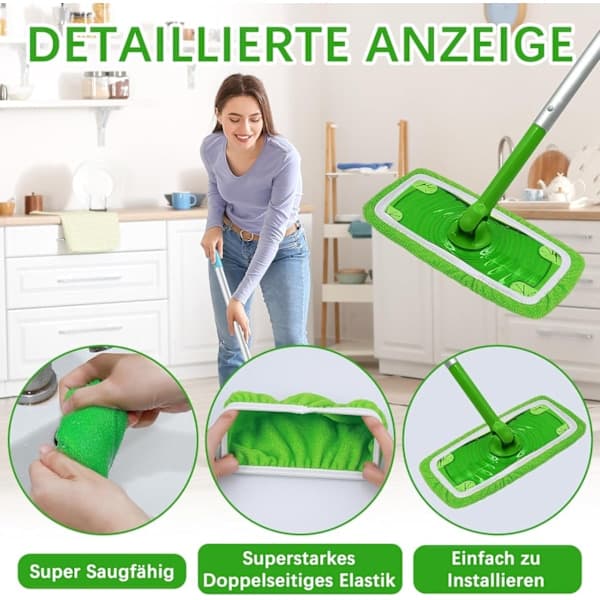 Ersättningsdynor Swiffer mopp återanvändbara Swiffer sopmopp ersättningsdynor, Swiffer golvmoppduk, återanvändbart lock 2 2