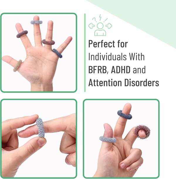 Mr. Pen 10-pack livfulla spikiga sensoriska ringar, stresslindrande fidget-massageringar för ADHD BFRB Summer
