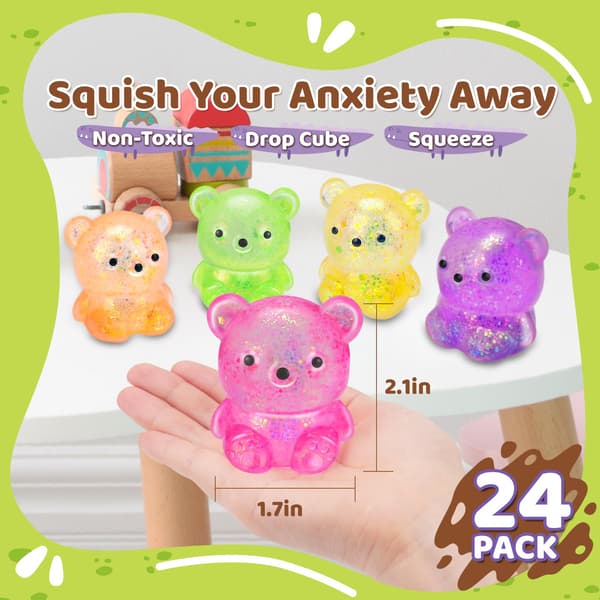 24 kpl karhustressipalloja, Fidget Taba Squishy -leluja lapsille 24 Pack Bear Stress Balls