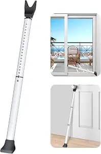 AceMining Dørsikkerhedsstang, Terrassedørslås, 20-50 tommer | Skydedørssikkerhedsstang til Terrassedør, Vinduessikkerhed og Dørstopper White 1 Pack