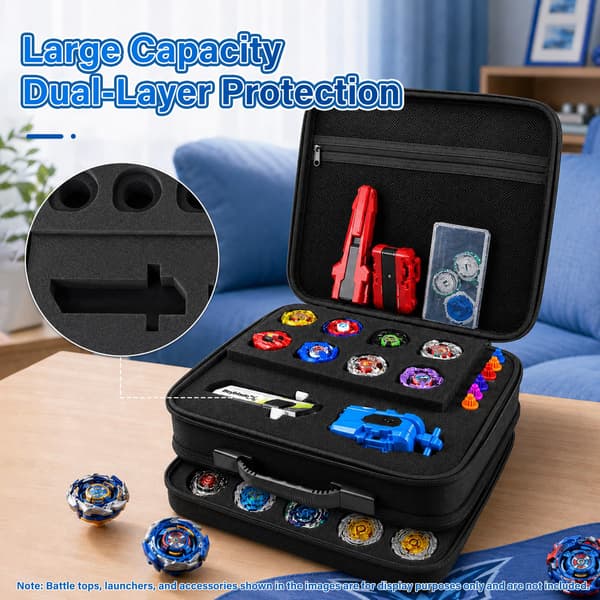 GZWENHAN Spinning Top Case Opbevaring 28 Pladser Hård EVA Organizer Sort Black 28 Slots