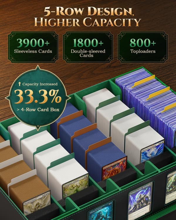 MoKo Opbevaringsboks til samlekort til MTG, 3900+ kapacitet, sort grøn Black Green