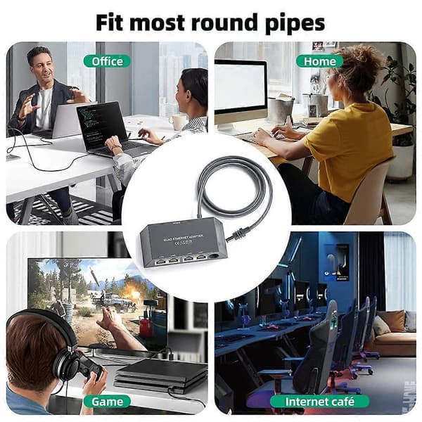 4-ports Gigabit Ethernet-adapter til Starlink Mini satellitinternet