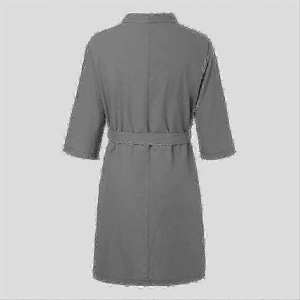 Badrock för män i bomullslinne med 3/4-ärmar, morgonrock, nattkläder, sovkläder modell PQDZZ47 Grey 2XL