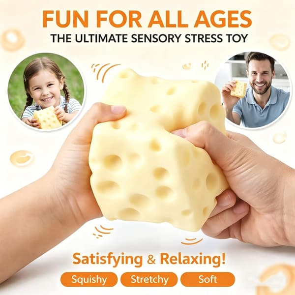 Ost Squishy Legetøj til Stress- og Angstrelief (Gul-2.76IN) Yellow