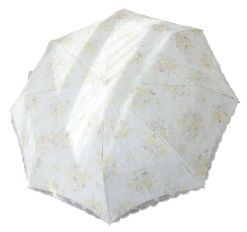 Blonde Blomster 3-Fold Paraply UPF 50+ UV-Beskyttelse Rejseparasol til Regn og Sol Auto-02Yellow