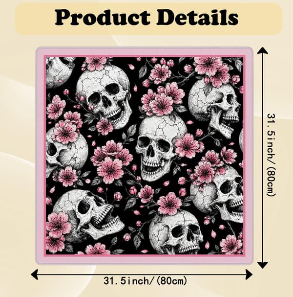 Pink blomster Halloween kranie Mahjong måtte 31,5\" x 31,5\" Spooky Ghost