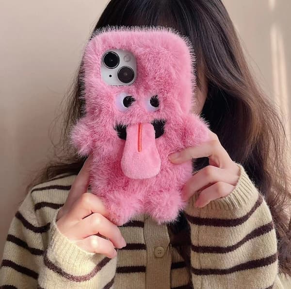 Läskigt monster silikonfodral med uttråkad tunga för iPhone 15, rosa, iPhone15 pink iPhone15