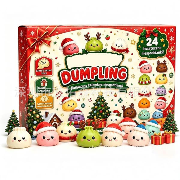 2026 Dumpling Squishies Legetøj Bløde og Bedårende Dampede Boller Klemmelegetøj Julekalender 24 Gitter Blind Boks n